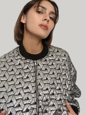 BOMBERS MATELASSÉ ARGENT